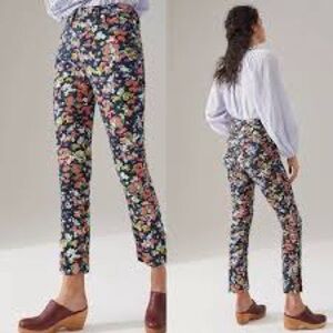 Anthropologie Maeve Size 27 Ultra High-Rise Straight Leg Jean Black Floral Print